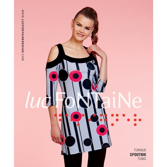 NWT Luc Fontaine Grey Pink Cold Shoulder Tunic, size 12 & 14 - Picture 5 of 5